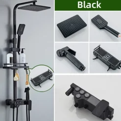 Shower Faucet / Shower System / Rainfall Shower Head System Set - Handshower Included LED Rainfall Shower Contemporary Electroplated / Painted Finishes Mount Outside Ceramic Valve Bath Shower Mixer