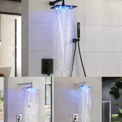 Shower Faucet Set - Handshower Included LED Fixed Mount Contemporary Electroplated Mount Inside Ceramic Valve Bath Shower Mixer Taps