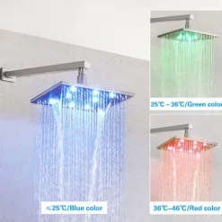 Shower Faucet Set - Handshower Included LED Fixed Mount Contemporary Electroplated Mount Inside Ceramic Valve Bath Shower Mixer Taps