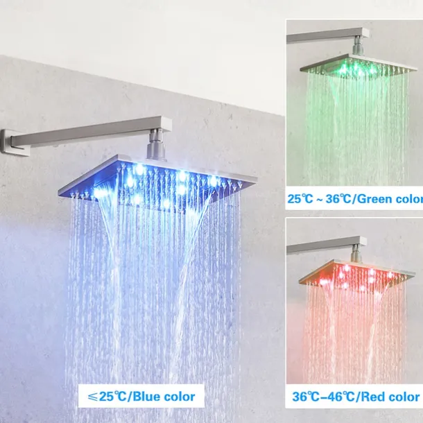 Shower Faucet Set - Handshower Included LED Fixed Mount Contemporary Electroplated Mount Inside Ceramic Valve Bath Shower Mixer Taps