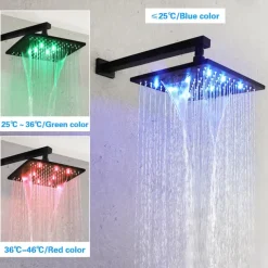 Shower Faucet Set - Handshower Included LED Fixed Mount Contemporary Electroplated Mount Inside Ceramic Valve Bath Shower Mixer Taps