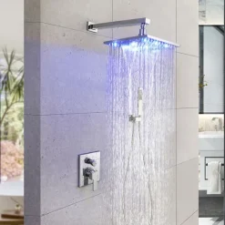Shower Faucet Set - Handshower Included LED Fixed Mount Contemporary Electroplated Mount Inside Ceramic Valve Bath Shower Mixer Taps