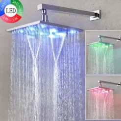 Shower Faucet Set - Handshower Included LED Fixed Mount Contemporary Electroplated Mount Inside Ceramic Valve Bath Shower Mixer Taps