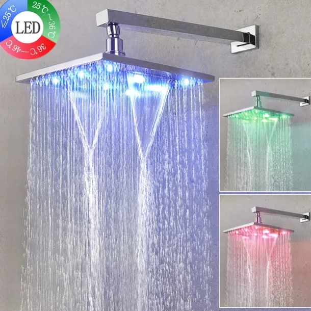 Shower Faucet Set - Handshower Included LED Fixed Mount Contemporary Electroplated Mount Inside Ceramic Valve Bath Shower Mixer Taps