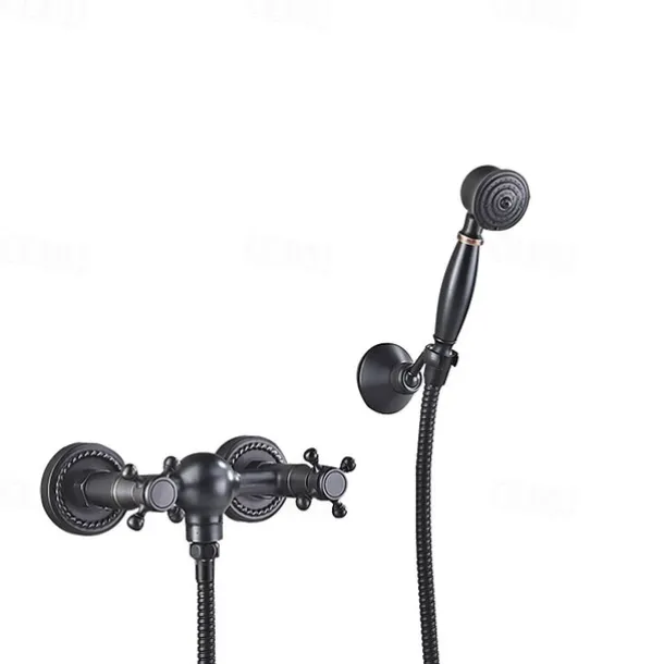 Shower Faucet Set Handshower Included Vintage Style/Country Brass/Electroplated Mount Outside Ceramic Valve Bath Shower