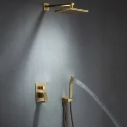 Shower Faucet,Shower Faucet Rainfall Shower Head System Set - Handshower Included Dual-Head Rainfall Shower Antique Vintage Style Electroplated Ceiling Mounted Ceramic Valve Bath Shower Mixer Taps