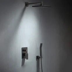 Shower Faucet,Shower Faucet Rainfall Shower Head System Set - Handshower Included Dual-Head Rainfall Shower Antique Vintage Style Electroplated Ceiling Mounted Ceramic Valve Bath Shower Mixer Taps