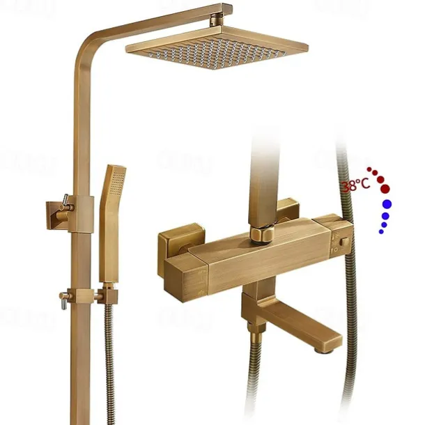 Shower Faucet,Shower Set Set Handshower Included Pullout Rainfall Shower/Traditional Brass Wall Mounted Ceramic Valve Bath Shower Mixer Taps