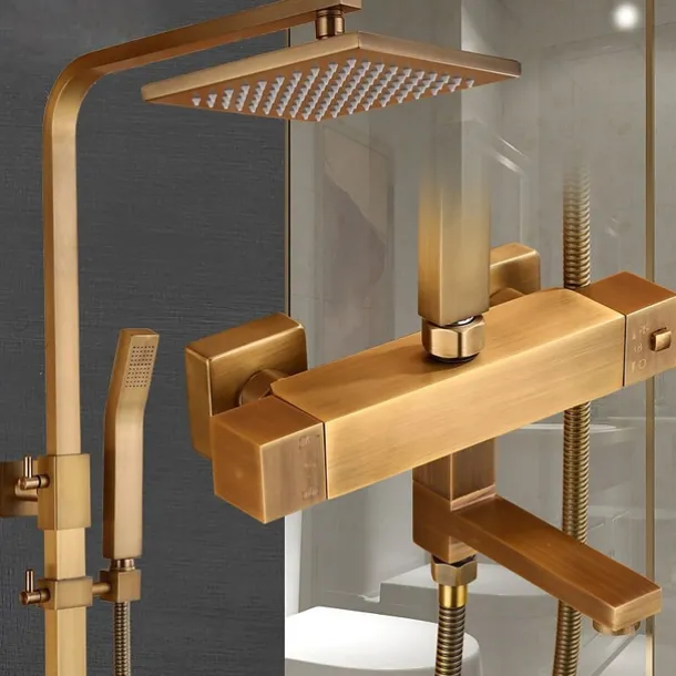 Shower Faucet,Shower Set Set Handshower Included Pullout Rainfall Shower/Traditional Brass Wall Mounted Ceramic Valve Bath Shower Mixer Taps