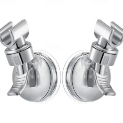 Shower Head Holder Suction Cup Shower Head Holder Adjustable Height Wall Mount Shower Wand Holder Bracket ABS Removable Handheld Shower Head Holder Silver