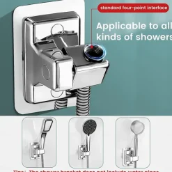 Shower Head Holder Wall Mount Adhesive Adjustable Handheld Shower Wand Holder No Drilling Wall Mount Bracket
