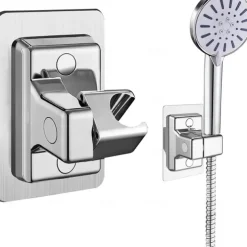Shower Head Holder Wall Mount Adhesive Adjustable Handheld Shower Wand Holder No Drilling Wall Mount Bracket