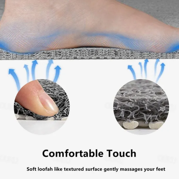 Shower Mat for Inside Shower, Loofah Bath Mat Non Slip Anti Mould Antibacterial Soft PVC Bathtub Mat for Bathroom Wet Shower Areas