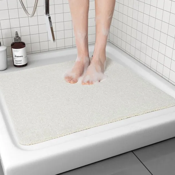 Shower Mat for Inside Shower, Loofah Bath Mat Non Slip Anti Mould Antibacterial Soft PVC Bathtub Mat for Bathroom Wet Shower Areas