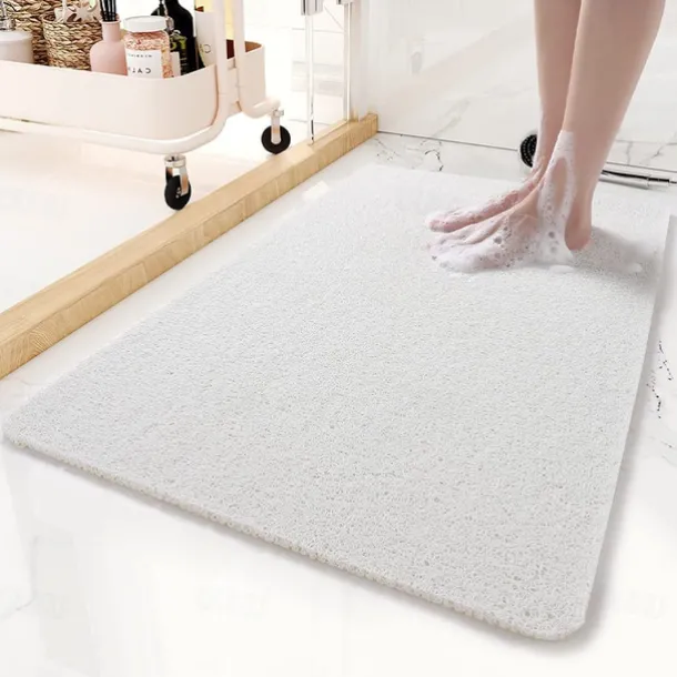 Shower Mat for Inside Shower, Loofah Bath Mat Non Slip Anti Mould Antibacterial Soft PVC Bathtub Mat for Bathroom Wet Shower Areas