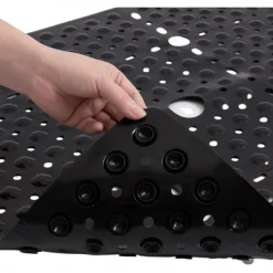 Shower Mats Rubber Shower Mat with Drain Hole - Non-Slip Bathtub Mat for Bathroom, Anti-Mildew, Quick-Drying, Comfortable and Safe for Kids and Elderly