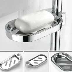 Shower Rail Soap Dish Box Soap Holder Soap Pallet Shower Rod Slide Bar ABS Chrome for Sliding Bar Bathroom Tray Soap Box Slide Bar Soap Dish Holder Replacement Soap Pallet