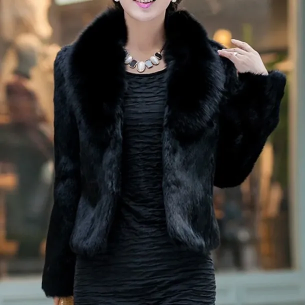 Shrug Bridal's Wraps Coats / Jackets Elegant Long Sleeve Faux Fur Wedding Wraps With Pure Color For Wedding Fall