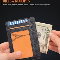 2-Side Leather Card Holder RFID Blocking Wallet Men Brand Business ID Credit Card Holder Fashion Slim Card Purse