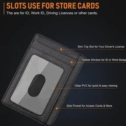 2-Side Leather Card Holder RFID Blocking Wallet Men Brand Business ID Credit Card Holder Fashion Slim Card Purse