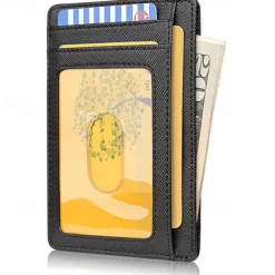 2-Side Leather Card Holder RFID Blocking Wallet Men Brand Business ID Credit Card Holder Fashion Slim Card Purse