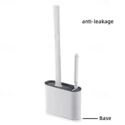 Silicone Toilet Brush And Holder with Sticky Hook, Wall Hanging Toilet Brush, Silicone Soft Bristles Brush, Toilet Floor Cleaning Tool