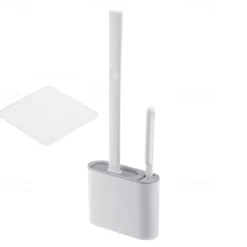 Silicone Toilet Brush And Holder with Sticky Hook, Wall Hanging Toilet Brush, Silicone Soft Bristles Brush, Toilet Floor Cleaning Tool