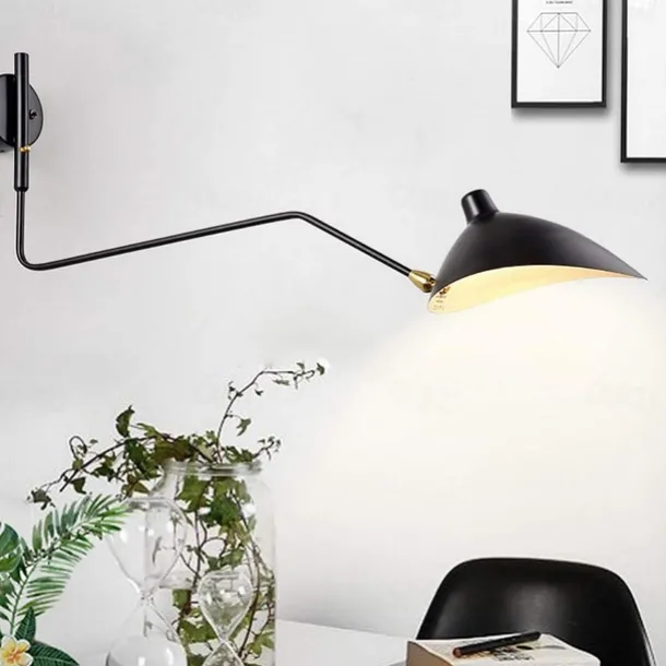 Simple Style Swing Wall Lamp with Dome Lampshade 1-2 Light Black Wall Lamp Suitable for Corridor Entrance Bedroom Dining Room E26/E27 Bulb