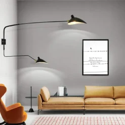 Simple Style Swing Wall Lamp with Dome Lampshade 1-2 Light Black Wall Lamp Suitable for Corridor Entrance Bedroom Dining Room E26/E27 Bulb