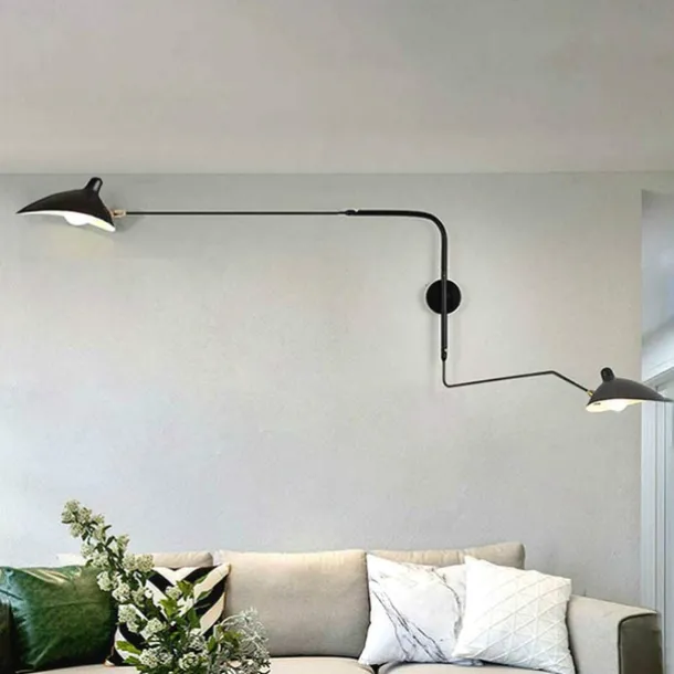 Simple Style Swing Wall Lamp with Dome Lampshade 1-2 Light Black Wall Lamp Suitable for Corridor Entrance Bedroom Dining Room E26/E27 Bulb