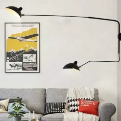 Simple Style Swing Wall Lamp with Dome Lampshade 1-2 Light Black Wall Lamp Suitable for Corridor Entrance Bedroom Dining Room E26/E27 Bulb