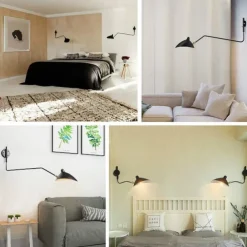 Simple Style Swing Wall Lamp with Dome Lampshade 1-2 Light Black Wall Lamp Suitable for Corridor Entrance Bedroom Dining Room E26/E27 Bulb