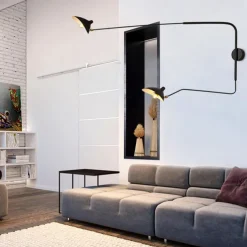 Simple Style Swing Wall Lamp with Dome Lampshade 1-2 Light Black Wall Lamp Suitable for Corridor Entrance Bedroom Dining Room E26/E27 Bulb