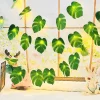 Simulated Palm Leaf Fairy String Lights 10/20 LED Battery Powered Christmas Wedding Party Holiday Garden Camping Atmosphere Decoration LED Garland Lights