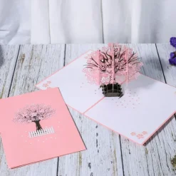 Single Cherry Blossom Tree 3D Card Romantic Sakura Wedding Blessings and Mother's Day Greetings