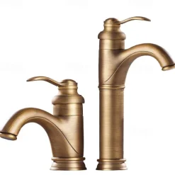 Single Handle Bathroom Faucet,Brass One Hole Waterfall/Centerset, Brass Traditional Bathroom Sink Faucet Contain with Cold and Hot Water