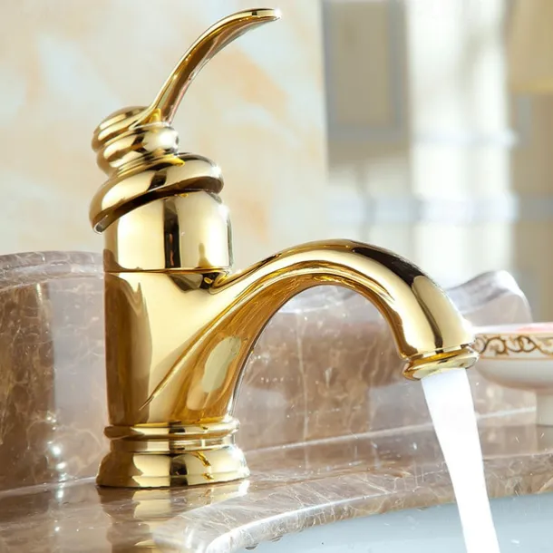 Single Handle Bathroom Faucet,Brass One Hole Waterfall/Centerset, Brass Traditional Bathroom Sink Faucet Contain with Cold and Hot Water