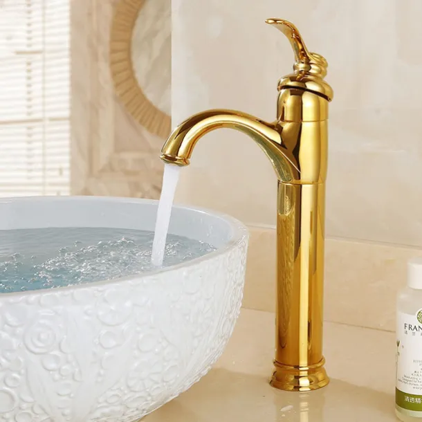 Single Handle Bathroom Faucet,Brass One Hole Waterfall/Centerset, Brass Traditional Bathroom Sink Faucet Contain with Cold and Hot Water