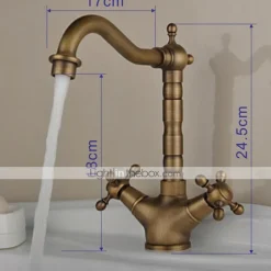 Single Handle Kitchen Faucet Antique Brass One Hole Rotatable Standard Spout/Tall/High Arc, Brass Antique/COD Kitchen Faucet with Supply Lines / Adjustable to Cold and Hot Water