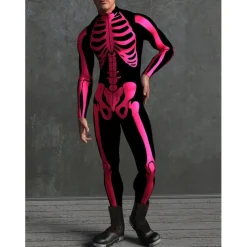 Skeleton Skull Halloween Cosplay Costume Bodysuits Full Body Catsuit Carnival Costume Full Body Suit One Piece Scary Costume Kid's Adults' Men's Women's Masquerade Mardi Gras Party Halloween Easy