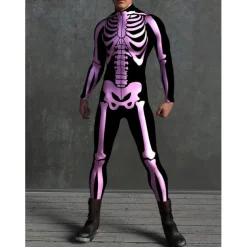Skeleton Skull Halloween Cosplay Costume Bodysuits Full Body Catsuit Carnival Costume Full Body Suit One Piece Scary Costume Kid's Adults' Men's Women's Masquerade Mardi Gras Party Halloween Easy