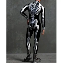Skeleton Skull Halloween Cosplay Costume Bodysuits Full Body Catsuit Carnival Costume Full Body Suit One Piece Scary Costume Kid's Adults' Men's Women's Masquerade Mardi Gras Party Halloween Easy