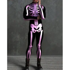 Skeleton Skull Halloween Cosplay Costume Bodysuits Full Body Catsuit Carnival Costume Full Body Suit One Piece Scary Costume Kid's Adults' Men's Women's Masquerade Mardi Gras Party Halloween Easy