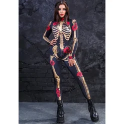 Skeleton Skull Halloween Cosplay Costume Bodysuits Full Body Catsuit Carnival Costume Full Body Suit One Piece Scary Costume Kid's Adults' Women's Masquerade Mardi Gras Party Halloween Easy Halloween
