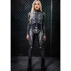 Skeleton Skull Halloween Cosplay Costume Bodysuits Full Body Catsuit Carnival Costume Full Body Suit One Piece Scary Costume Kid's Adults' Women's Masquerade Mardi Gras Party Halloween Easy Halloween