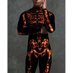 Skeleton Skull Halloween Cosplay Costume Bodysuits Full Body Catsuit Carnival Costume Full Body Suit One Piece Scary Costume Kid's Adults' Men's Women's Masquerade Mardi Gras Party Halloween Easy