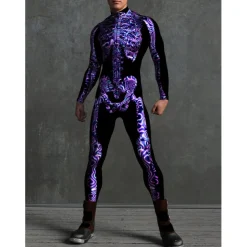 Skeleton Skull Halloween Cosplay Costume Bodysuits Full Body Catsuit Carnival Costume Full Body Suit One Piece Scary Costume Kid's Adults' Men's Women's Masquerade Mardi Gras Party Halloween Easy
