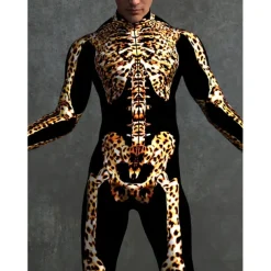 Skeleton Skull Halloween Cosplay Costume Bodysuits Full Body Catsuit Carnival Costume Full Body Suit One Piece Scary Costume Kid's Adults' Men's Women's Masquerade Mardi Gras Party Halloween Easy