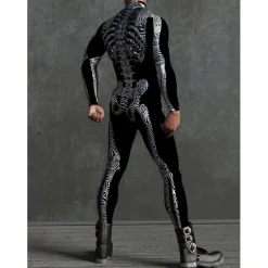 Skeleton Skull Halloween Cosplay Costume Bodysuits Full Body Catsuit Carnival Costume Full Body Suit One Piece Scary Costume Kid's Adults' Men's Women's Masquerade Mardi Gras Party Halloween Easy