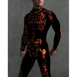 Skeleton Skull Halloween Cosplay Costume Bodysuits Full Body Catsuit Carnival Costume Full Body Suit One Piece Scary Costume Kid's Adults' Men's Women's Masquerade Mardi Gras Party Halloween Easy